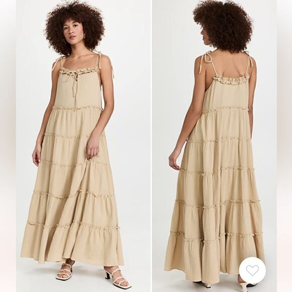 NWT Charlie Holiday Senorita Maxi dress natural L - Picture 1 of 6